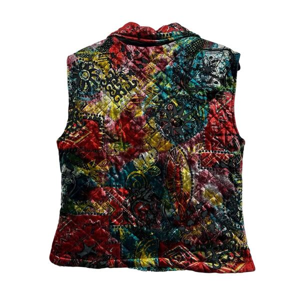 Coldwater Creek Vest Womens Medium Velvet Quilted Boho Art to Wear Zip Up - Picture 2 of 11